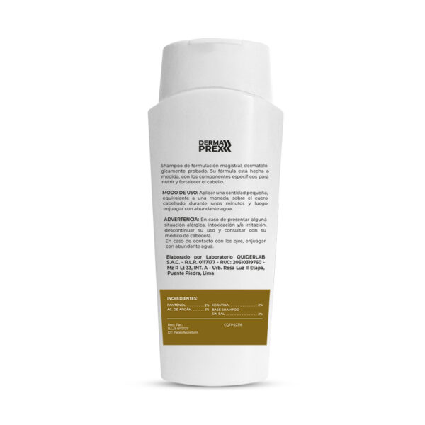 Shampoo triple nutrición con Keratina, Ac. de Aragán y Ac. de menta 350ml. - Imagen 3